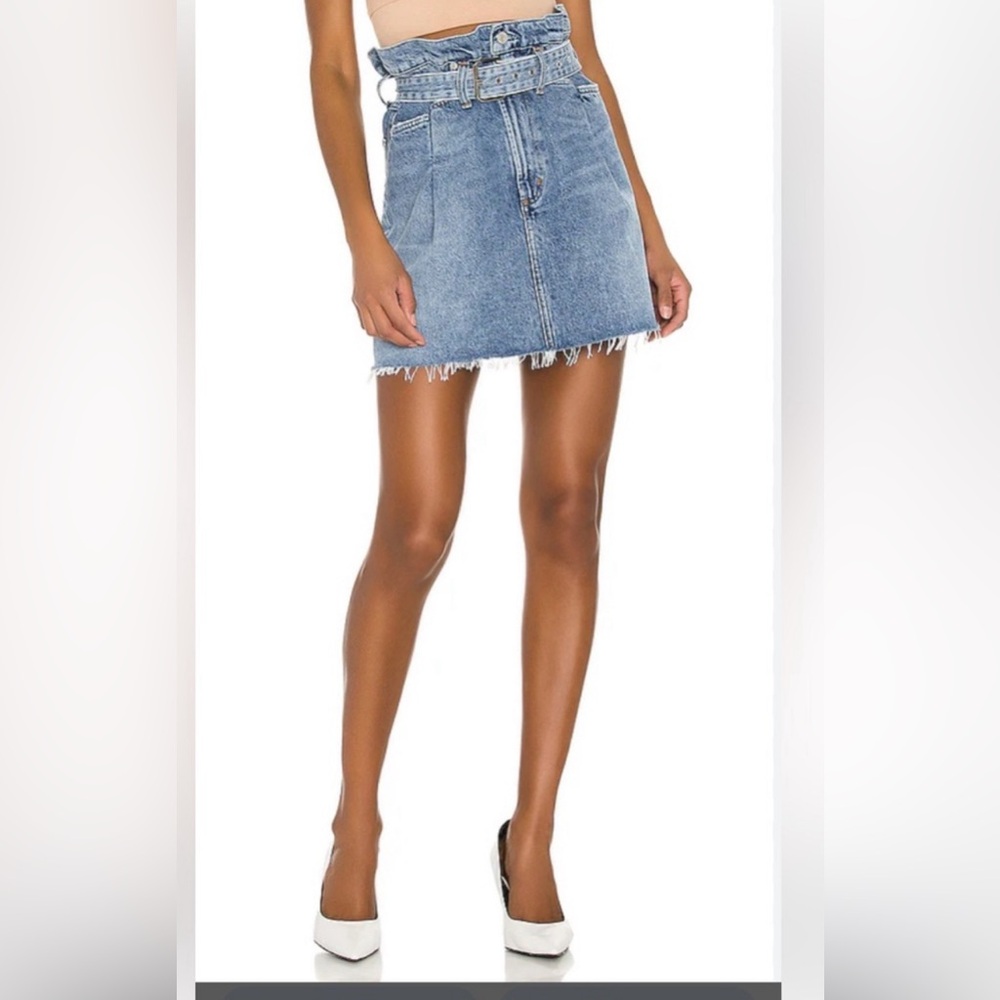 AGolde paper bag denim skirt.